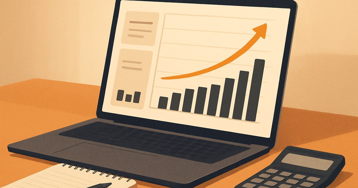 Illustration of a profit curve rising above a bar chart of ad spend