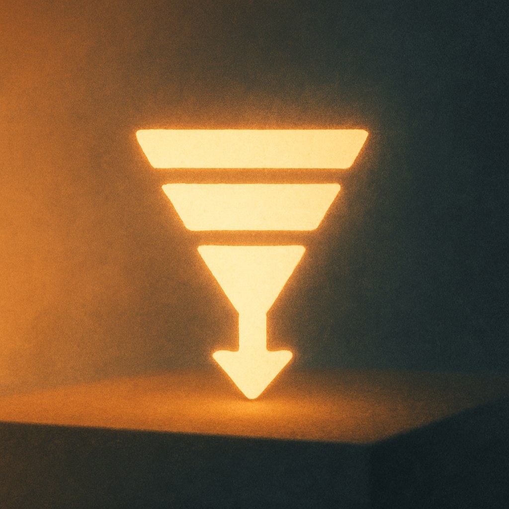 Illustration symbolizing the concept "Conversion funnel": A conversion funnel describes the steps a user passes through from first contact to a completed…