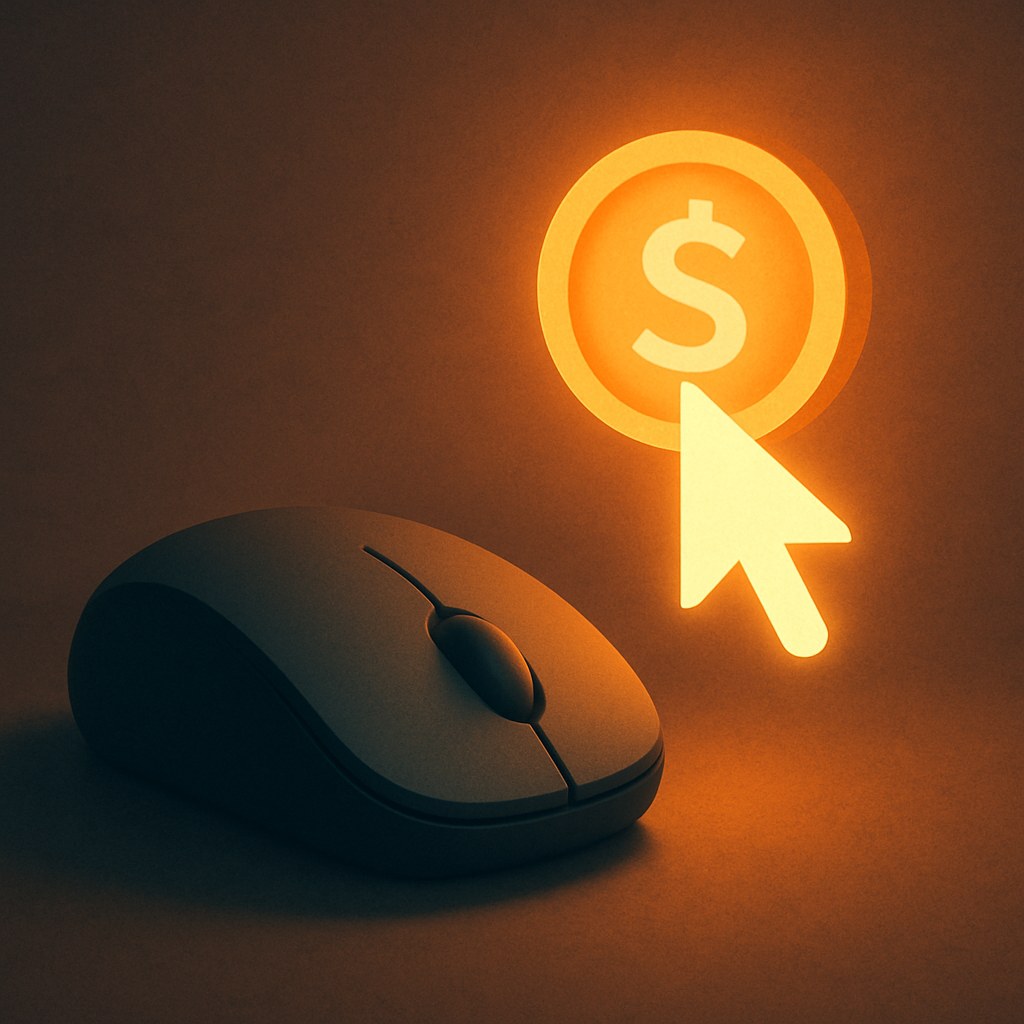 Illustration symbolizing the concept "Cost per click": Cost per click, abbreviated CPC, is the average price a brand pays each time someone clicks…
