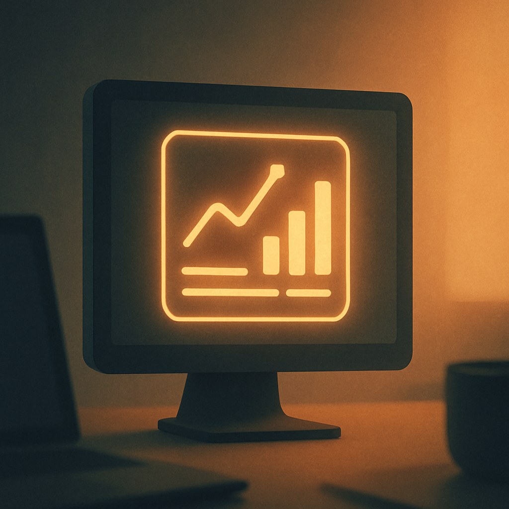 Illustration symbolizing the concept "Dashboard": A dashboard is a combined visual overview of key metrics and charts that update continuously. The…