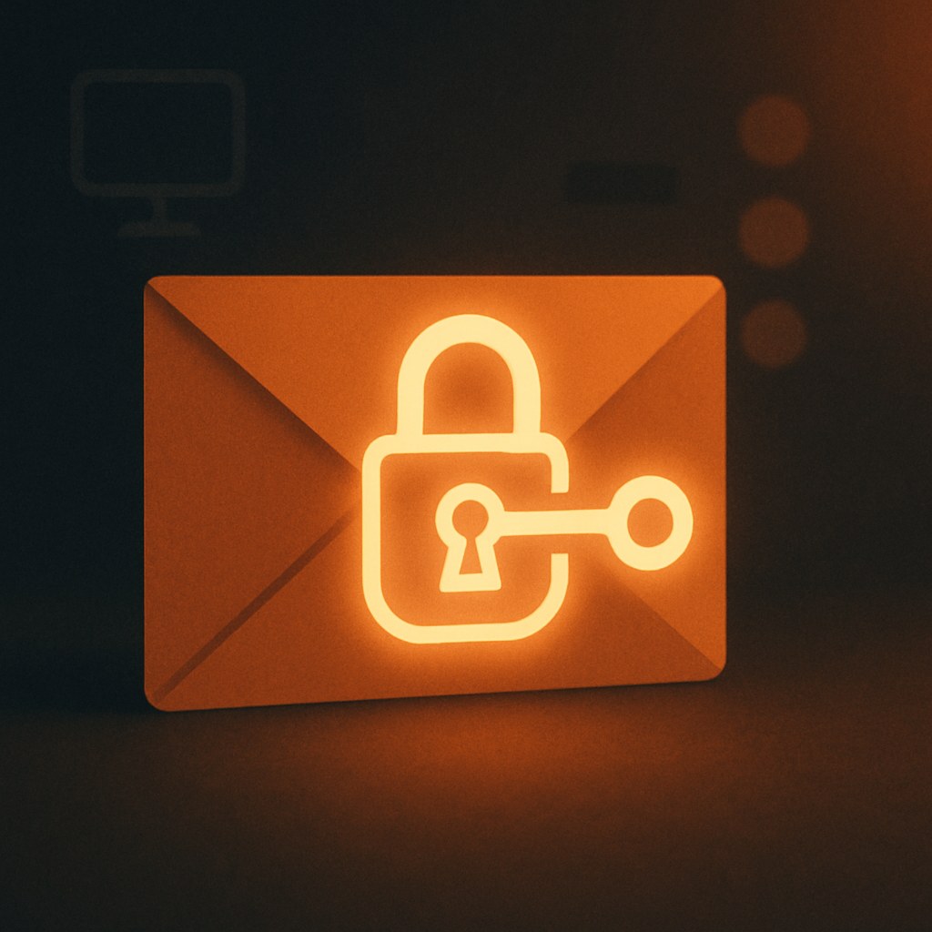 Illustration symbolizing the concept "DKIM": DKIM, DomainKeys Identified Mail, adds a cryptographic signature to each email, which the recipient can verify…