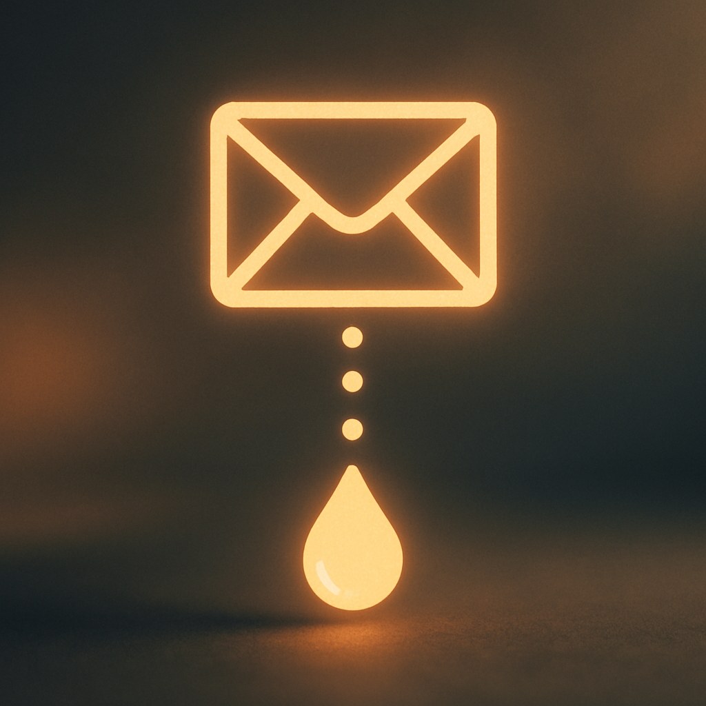 Illustration symbolizing the concept "Drip campaign": A drip campaign is a series of pre-scheduled emails sent at fixed intervals over a period…