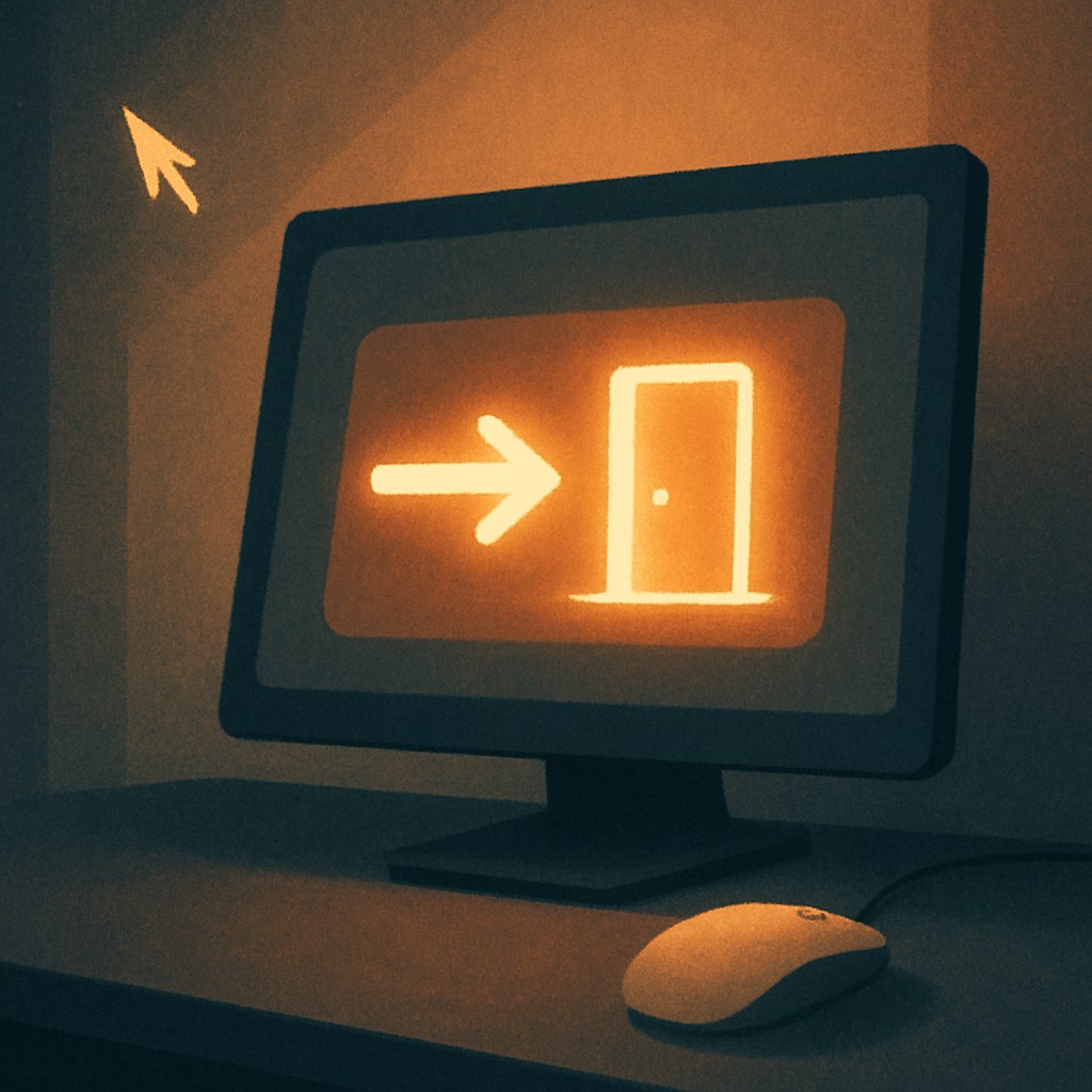 Illustration symbolizing the concept "Exit intent": Exit intent is a technique that detects when a user is about to leave a page,…