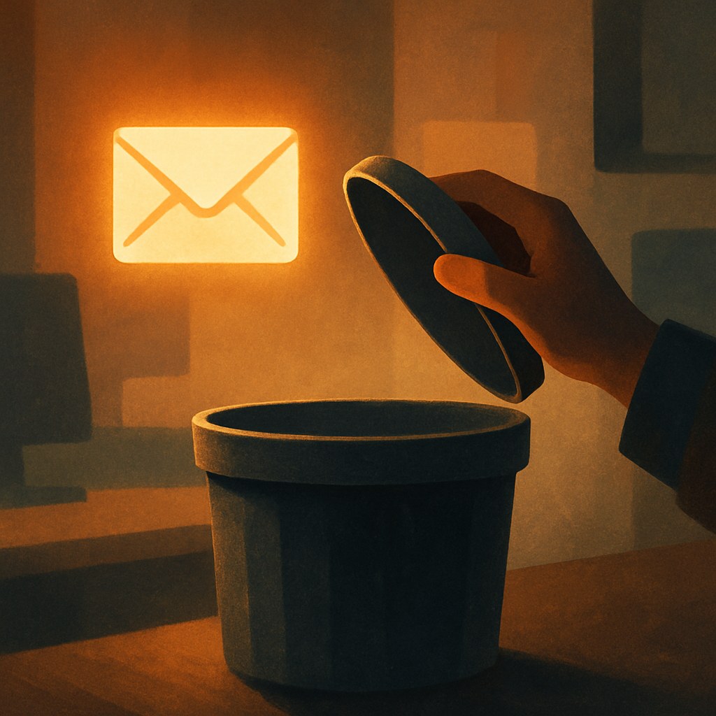 Illustration symbolizing the concept "Opt-out": Opt-out is a person's withdrawal from future emails, typically via an unsubscribe link. The sender is…