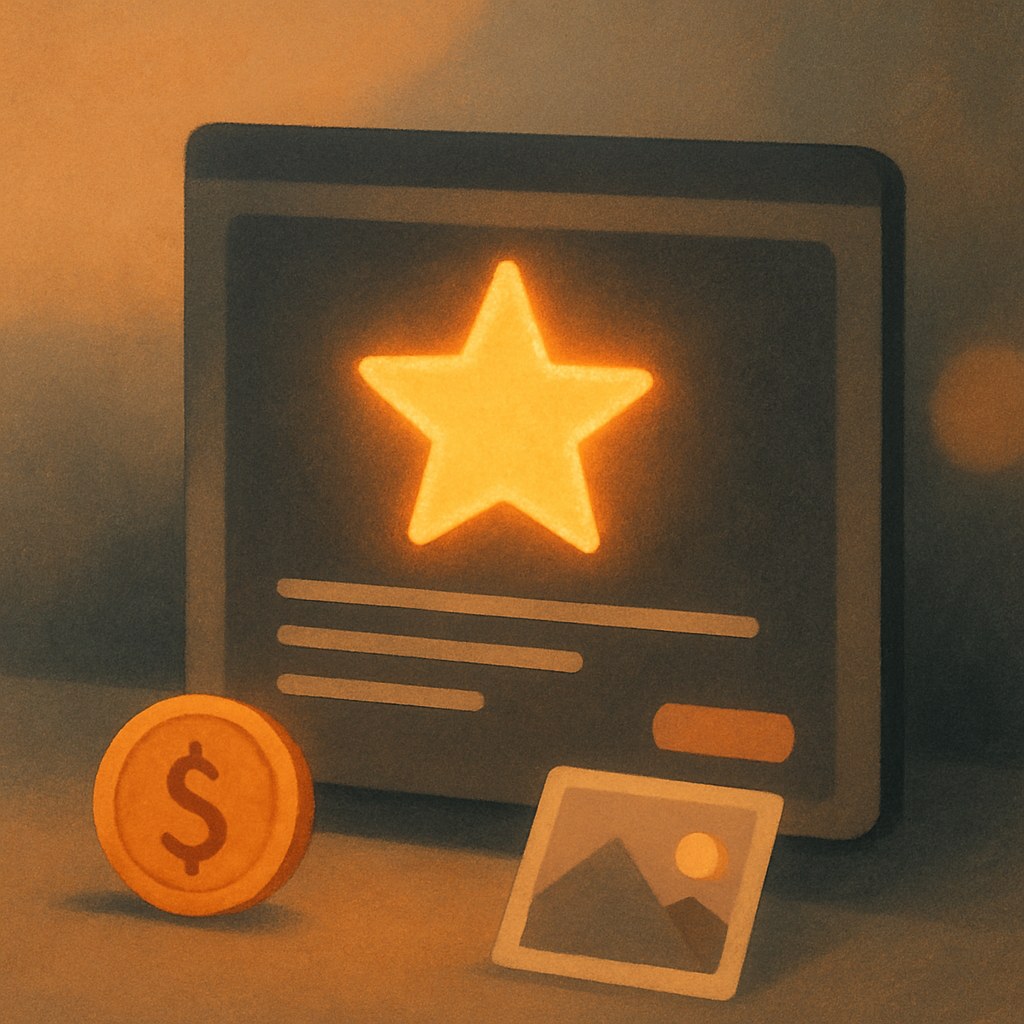 Illustration symbolizing the concept "Rich results": Rich results are search results with extra visual elements such as star ratings, prices, images, or…