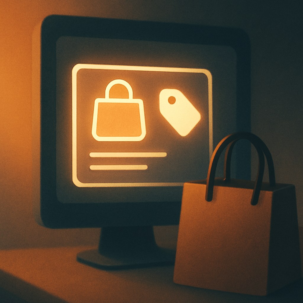 Illustration symbolizing the concept "Shopping ads": Shopping ads are product ads that display image, price, and store name directly in the search…