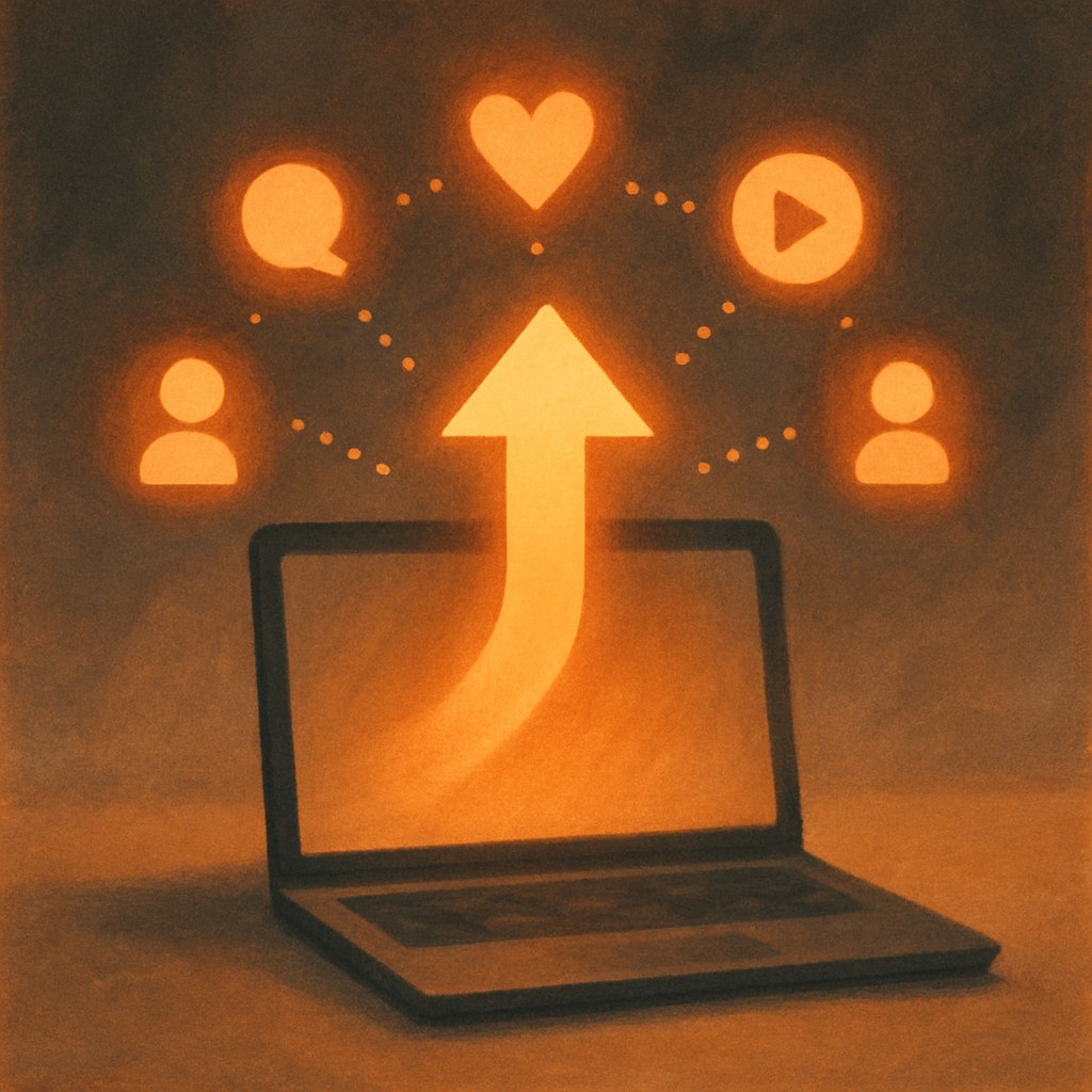 Illustration symbolizing the concept "Virality": Virality describes when a piece of content spreads quickly and widely because many users share it…