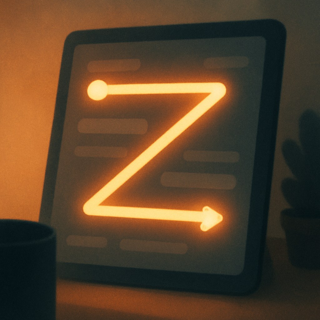 Illustration symbolizing the concept "Z-pattern": The Z-pattern describes a scanning path on simple pages with little text, where the eye moves…